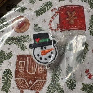 Snowman Christmas ID badge holder tag